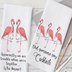 2pcs Flamingo cocktail soft Fingertip tea Towels, dish Towel bathroom or kitchen